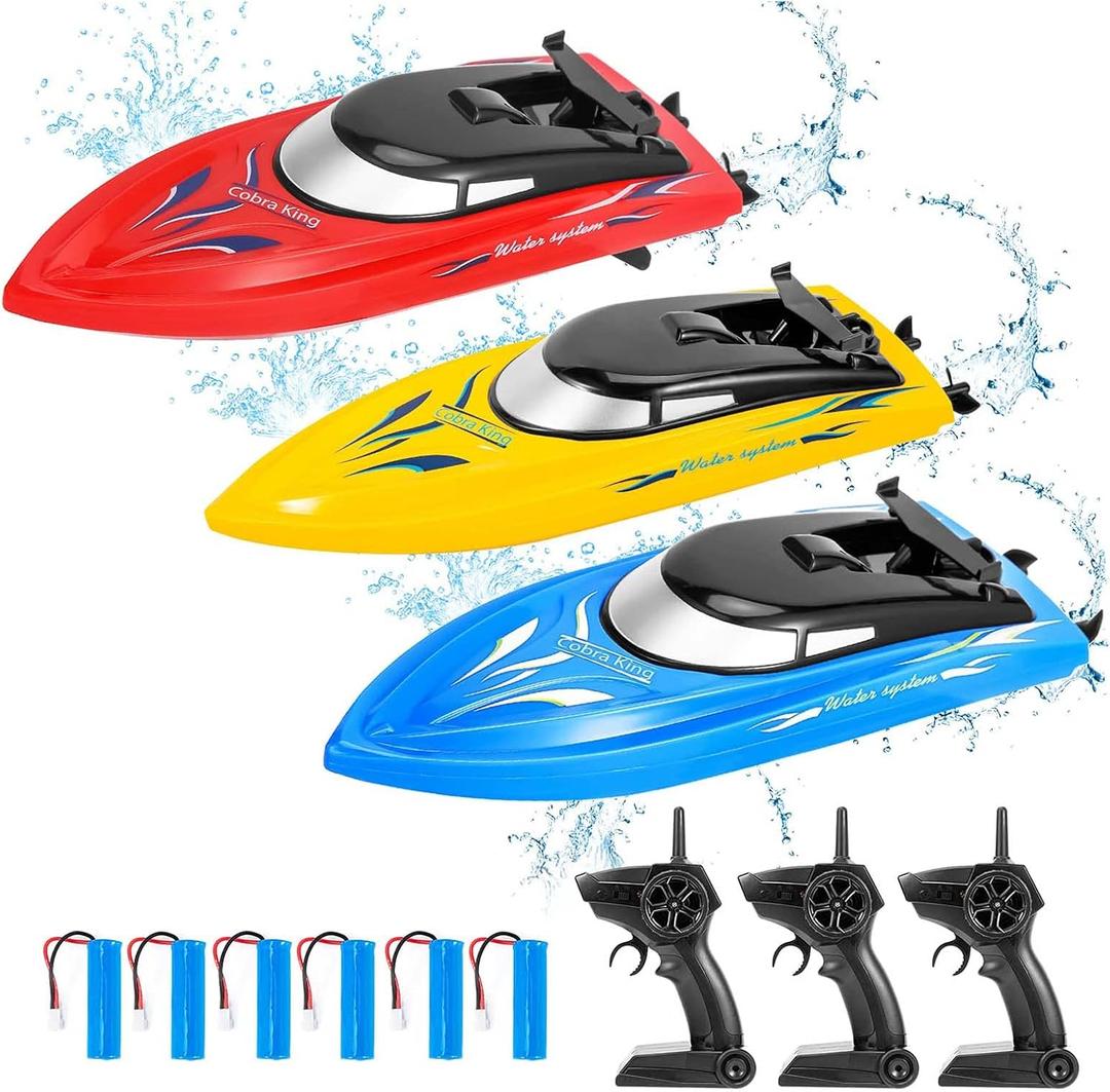 3PACK Remote Control Rc Boat for Kids, 2.4Ghz Control, Whole Body Waterproof, 6 Rechargeable Batteries Summer Water Toys for Pools Lakes River & Bathtub.