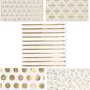 BLUE PANDA 100 Pack White and Gold Paper Disposable Cocktail Napkins for Wedding Reception, Birthday, 5x5 In - Gold Napkins