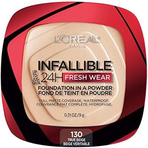 L'Oreal Paris Makeup Infallible Fresh Wear Foundation in a Powder, Up to 24H Wear, Waterproof, True Beige, 0.31 oz.