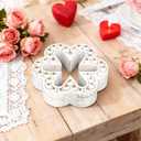 Rustic Flower Outline Wooden Decor Sign with Beaded Design, Farmhouse Freestanding White Floral Shaped Home Family Table Decorations, Wedding Valentines Day Decor Mother's Day Gift