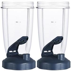 Upgrade Blender Cups Fit for Nutribullet 600w/900w，Replacement Parts 24oz Cups with Flip-Top To-Go-Lids, Blender Accessories (2 Pack)
