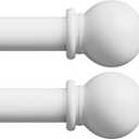White Curtain Rods 2 Pack, Adjustable 66-120 inch Long Curtain Rods for Windows, Decorative 5/8 inch Drapery Rod Set of 2 with Brackets for Bedroom, Outdoor Patio, Sliding Door