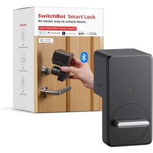 SwitchBot Smart Lock, Bluetooth Electronic Deadbolt Keyless Entry Door Lock for Front Door, Compatible with WiFi Bridge (Sold Separately), Fits Your Existing for Airbnbs Vacation Rentals