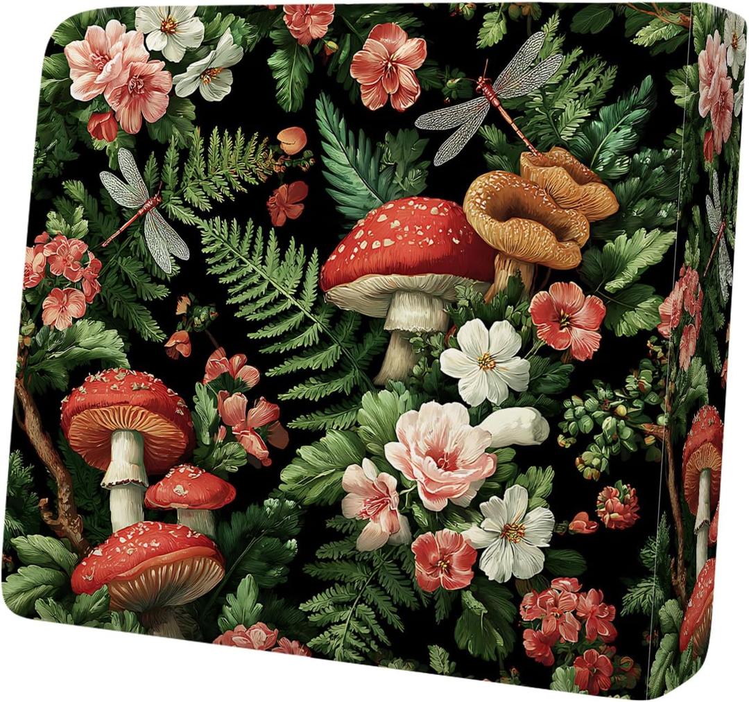 Floral Mushroom Couch Cushion Cover, Stretch Sofa Cushion Slipcover with Botanical Forest Pattern, Soft Elastic Furniture Protector, Removable Washable Seat Cover for Sofa, S