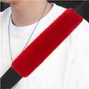 4 PCS Car Seat Belt Cover, Soft Auto Seatbelt Protector for a More Comfortable Driving, Warm Plush Seatbelt Shoulder Neck Pad Cushion Fit for All Cars, Car Accessories (Red)