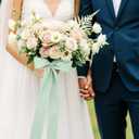 2 x YANGTE Handmade Chiffon Silk Ribbon Fringe 1.5 Inch x 4 Rolls Total 28 Yd Frayed Edges Ribbons for Gift Wrapping, Wedding Invitations, Bridal Bouquets, DIY Crafts, Home Decor (Ivory & Green & Blue)