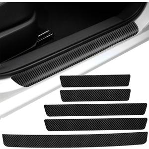 Door Sill Protector, Carbon Fiber Texture Waterproof Scratch Resistant Car Door Protector, Enhances Vehicle Aesthetics, Car Door Sills and Car Trim, Universal Fit for All Vehicle Models (5PCS)