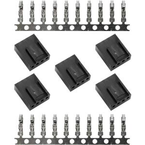 5PCS 4 Pin Terminal Crimping Female Connector Housing Black Nylon 66 Material Computer Chassis Cooling Fan Plug Interface