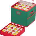 2 x Christmas Ornament Storage Box with Dividers 4 Removable Trays Christmas Storage Container Store Up to 64 Holiday Ornaments 3 Inch Christmas Ball Storage Container Bins for Xmas Decorations (Green)