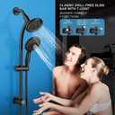 Handheld Showerhead & Rain Shower Combo for Easy Reach, 27.5" Drill-free Stainless Steel Slide Bar, 5of 5-setting Handheld Shower and Showerhead, with 5ft Hose - Black