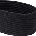Shelf Storage Baskets for Organizing|Cute Basket for Closet&Blanket Storage|Small Woven Baskets to Store Toys,Books,etc.-13x8.66x5.11 Cotton Rope,Stylish,Oval 3 Packs Black