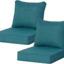 24x24 Inch Outdoor Deep Seat Cushions Set of 2,Thick High-Density Foam, Water-Resistant, Piped Edges & YKK Hidden Zipper for Patio Furniture,Malachite (24"x24"x5.5" 2sets -with curved)
