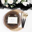 U-QE 100PCS Clear Black Plastic Plates - Heavy Duty Black Disposable Plates Including 50PCS 10'' Dinner & 50PCS 7.5'' Dessert Plates -Hard Plastic Platos for Halloween & Party & Wedding