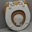Mayfair Linden Slow Close Toilet Seat, Non Slip Heavy Duty Wood, Easy Install, Round, White
