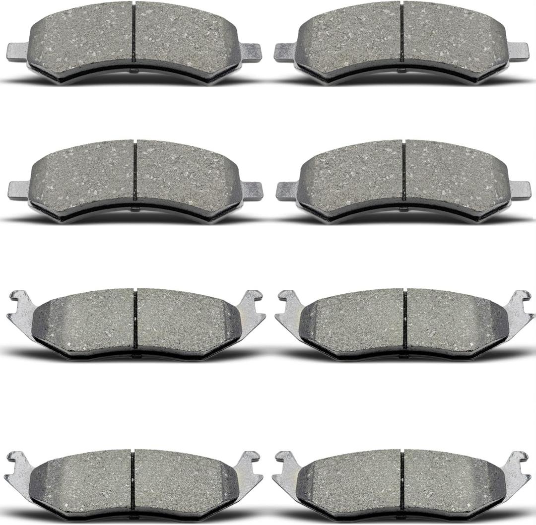 8PCS Front Rear Ceramic Brake Pads Replacement Kit For 2007-2009 Chrysler Aspen,Dodge Durango,For 2010 Dodge Dakota,For 2006-2010 Dodge Ram 1500,For 2011-2018 Ram 1500(D967 D1084)