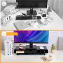 Homerays Monitor Stand with Drawer, Exquisite Computer Monitor Stand for Desk, Ergonomic Wood Monitor Stand Riser for Computer,Laptop,Printer,TV,Bamboo,Black