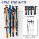 WALMANN Garage Storage Organization Wall Ski Rack 4 Pairs of Skis Mount Ski Hanger for Garage Snowboard Wall Rack Holds Up to 200 lbs