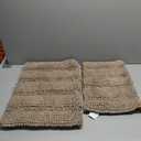 Non Slip Thick Shaggy Chenille Bathroom Rug Mat Set Extra Soft and Absorbent Striped Floor Rugs, 2 Piece, Machine-Washable (Taupe)