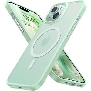 TORRAS Magnetic for iPhone 15 Case iPhone 14 Case 6.1 inch, Compatible with MagSafe, Military Grade Drop Tested, Shockproof Hard Back Soft Edge Slim Protective Case for iPhone 15, Green