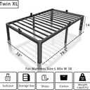 ROIL 14 inch Twin XL Bed Frames with Headboard Hole and Round Corner Legs Mattress Retainers 3500LBS Heavy Duty Steel Slats No Box Spring Needed Platform Noise-Free Underneath Storage