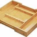 HomeStock Baroque Beauty Bamboo Expandable Drawer Organizer with Cutlery Storage FK8720 Versatile Design for Kitchen Organization Stylish and