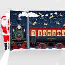 Winter Express Train Door Banner Xmas Vintage Express Train Door Cover Classroom Christmas North Pole Porch Backdrop Holiday Classroom Office Home Party (2 Pcs, Locomotive Carriage)