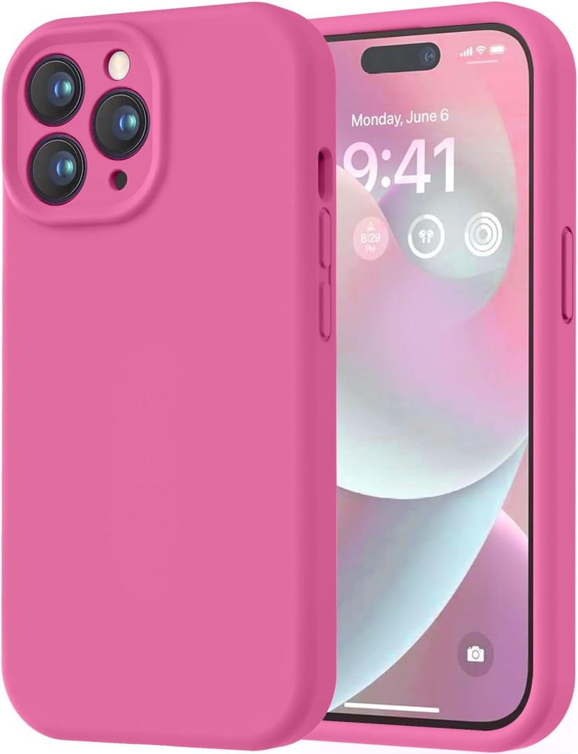 LOVE 3000 Designed for iPhone 14 Pro Max Case, Premium Silicone with [Soft Anti-Scratch Microfiber Lining] Shockproof Protective Phone Case for Men Women Girls 6.7", Pitaya