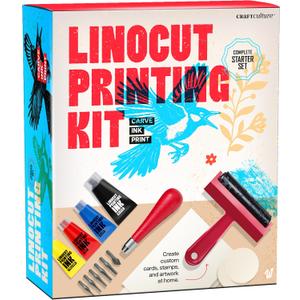 Linocut Printing Kit - Stamp Making Carving Tools - Crafts for Adults - Easter Unique Gifts - Teen Boy Gifts - Birthday Gift Ideas for Women - Hobbies DIY Kits for Adults, Boys, Girls, Women, Men