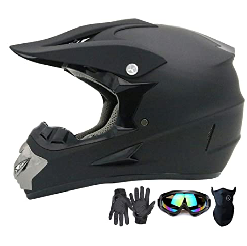 VIRTUE Youth Kids Dirt Bike Helmet ATV Motocross DOT Off-Road Street Helmet Goggles Gloves Full Face Protective Helmet NO 218 L