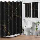 Marble Black Gold Shower Curtain Set, Abstract Art Bathroom Window Waterproof Shower Curtain Set for Bathroom Decor (Modern 8)