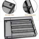 HaWare Utensil Drawer Organizer, Mesh Wire Silverware Organizer Divider for Kitchen, Stainless Steel Cutlery Flatware Storage Tray with Non-Slip Foam Feet, 5 Compartment, 12.5 x 9.2Inch, Black