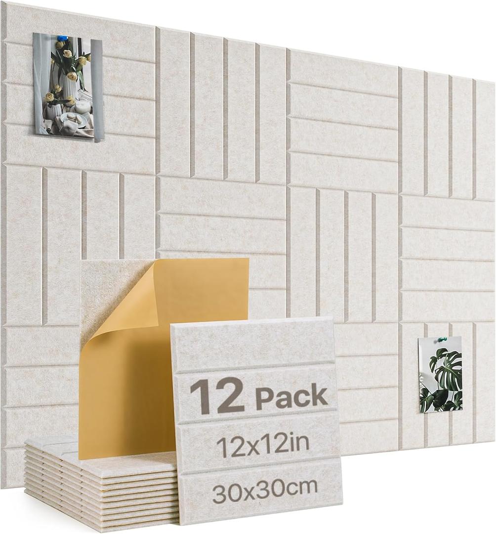 Cork Board 48"x36" Large Felt Bulletin Board with Self Adhesive, Cork Boards for Walls for Office-12 Pack Pin Board Use in Home Classroom Office Wall Decor Light Camel