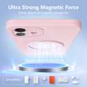 Magnetic Stand for iPhone 12 Case, Liquid Silicone, [Compatible with MagSafe][Built-in Kickstand&Ring Holder] Anti-Scratch Soft Microfiber Lining, Light Pink