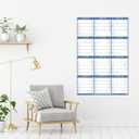 4 x 2026 Yearly Wall Calendar - Large Yearly Calendar 2026, Jan 2026 - Dec 2026, 25.2" x 38.2" (Open), 2026 Calendar, Large Wall Calendar 2026, Full Year Paper with Notes, Thicker Paper - Light blue