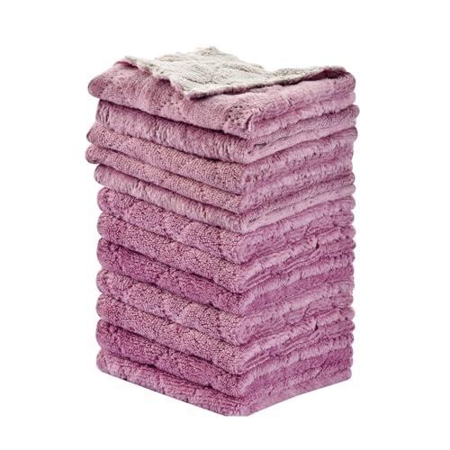 OstWony 12PCS Kitchen Towels Dish Towels, Multipurpose Reusable Dish Cloths, Double-Sided Microfiber Cleaning Rags for Furniture, Tea, Bowl, 10x 6 inch