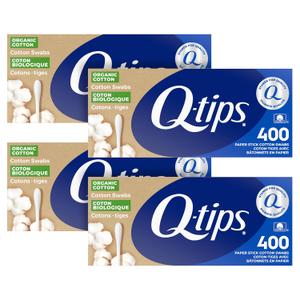 Q-tips Cotton Swabs Organic Swab Ultimate Home and Beauty Tool Made from Organic Cotton, 400 Count (4 Pack) 1600 total swabs