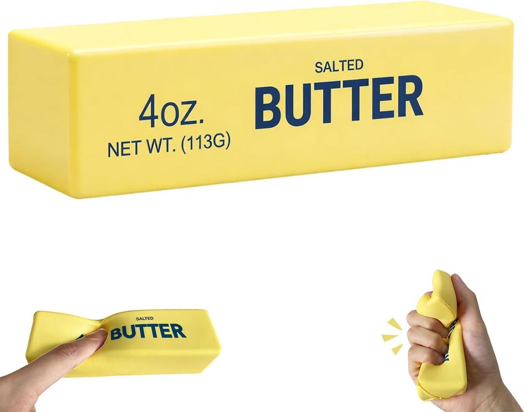 New Butter Squishy Slow Rising Stress Relief Toy, Realistic Butter Stick Squeeze Toy, Soft PU Foam Fidget Toy for Anxiety & Sensory Relief, Cute Desk Decor for Kids & Adults, Office & School(1PCS)