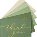 Crisky 50 Pcs Sage Green Thank You Cards With 50 Envelopes & 50 Stickers Simple, Chic, Elegant Greeting Cards Perfect for: Wedding/Business/Birthday/Graduation etc. 4 x 6 inches 50 Pack