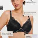 Popilush Minimizer Bras for Women Full Coverage Lace Push Up Plus Size Underwire Bra with Support (34C, Black)