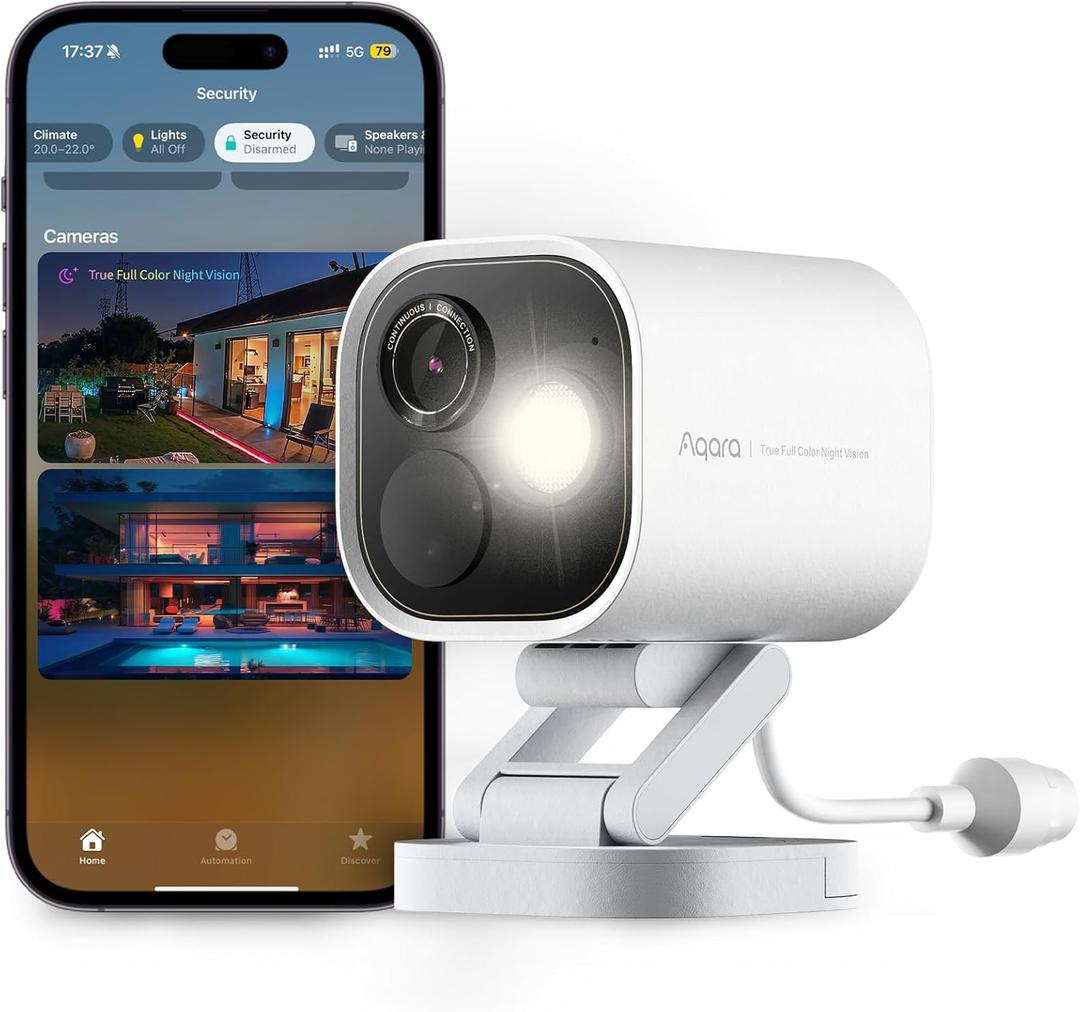 Aqara 4MP Camera Hub G5 Pro PoE, True Color Night Vision Security Camera Outdoor, HomeKit Secure Video, Thread Border Router, Local Detection, Thread/Zigbee, Supports Alexa, Google, Smartthings, White (White - PoE Version (Ethernet Supported, No Wi-Fi))