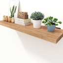Solid Oak Floating Shelves - 36" Wide X 10" Deep, Heavy Duty Floating Shelf with L-Brackets, Rustic Wood Shelves for Home Decor