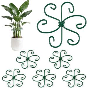 RELBRO Monstera Plant Supports, 4.3 Inch Metal Stem Support Holders Plant Stabilizer for Indoor Outdoor Potted Plants Growing Upright, Green, 6 Pcs