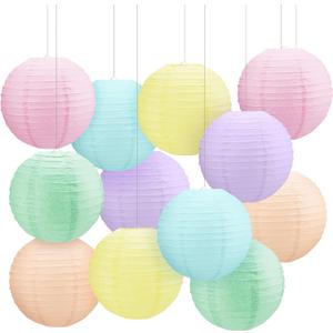 Retisee 12 Pcs 10 Inch Pastel Hanging Paper Lanterns Party Decorations Pastel Classroom Decor for Easter Birthday Back to School Party Decoration for Classrooms Wedding Birthday Ceilings Decor
