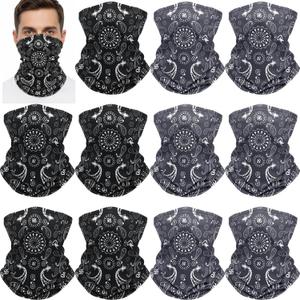 12 Pcs Winter Neck Gaiter Warmers for Women Men Windproof Fleece Face Mask Cover Scarf for Cold Weather Sport (Black and Gray)