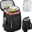 WARMOUNTS Insulated Waterproof Cooler Backpack 36 Cans, Soft Sided Ice Chest Cooler w/Leak Proof Liner, 5-Layer Insulation Portable Lunch Backpack for Camping, Beach, Fishing, Picnic, Travel (Black)
