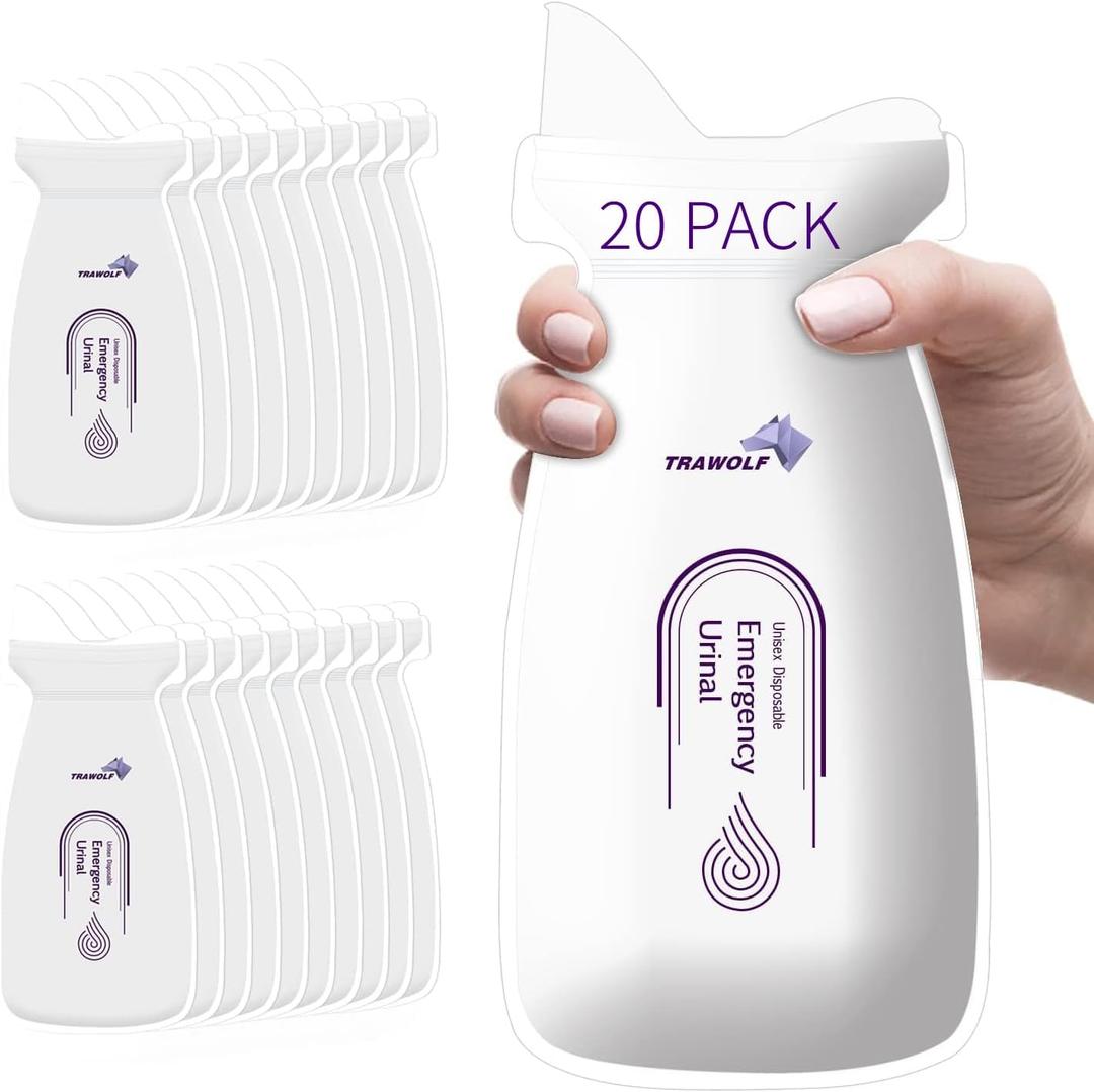 20 Pack Disposable Urinal Bags, 700 ML Portable Camping Pee Bags for Emergency, Travel, Camping, Driving, Traffic Jam, Hiking, Travel Urinal Toilet for Men Women Kids Patient