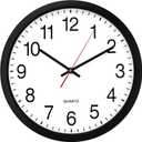 Bernhard Products Black Wall Clock, Silent Non Ticking - 16 Inch Extra Large Quality Quartz Battery Operated Round Easy to Read Home/Office/Business/Kitchen/Classroom/School Clocks