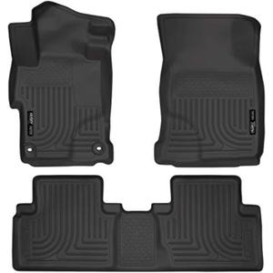 Husky Liners Weatherbeater Floor Mats | Fits 2014-2015 Honda Civic 4-Door | Front & 2nd Row, 3-pc Black - 99441
