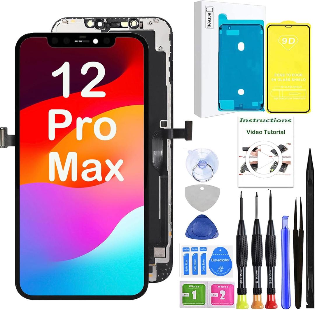 LEAFE for iPhone 12 Pro Max Screen Replacement,Full HD LCD 3D Touch Compatible with iPhone 12 Pro Max Screen Replacement 6.7 inch (Model A2342, A2410, A2411, A2412) with Repair Tools (6.7 inch - 12 pro max)