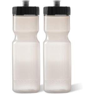 50 Strong Sports Water Bottles  Reusable 22 oz BPA-Free Plastic Bottles with Pull Top Cap  Made in USA  Top Rack Dishwasher Safe  Fits Most Bike Cages Brand (Clear)